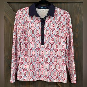 J. McLaughlin Women’s Signature Catalina Geometric Print 3/4 Sleeve Top Size M